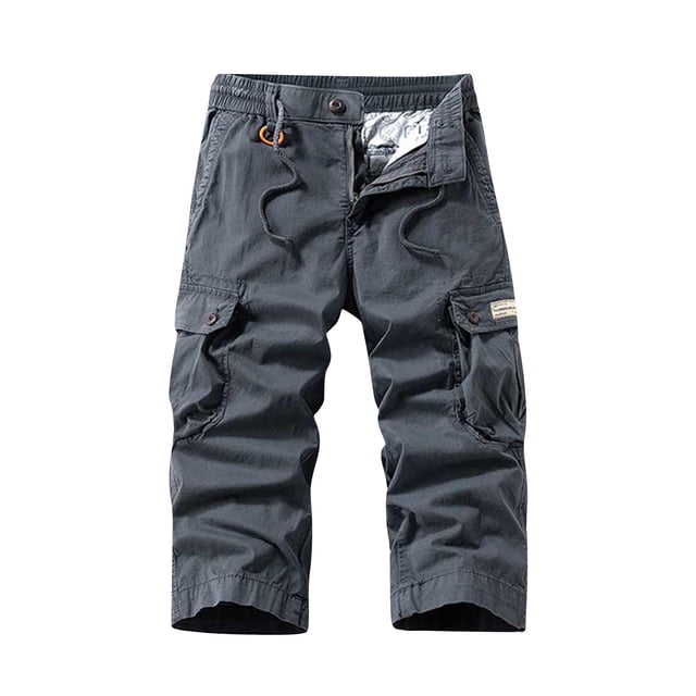 Multi Bolsillo Cargo Pantalones para Hombres Estiramiento Casual Cordón Clásico Pantalones Cortos de Verano con Bolsillos Múltiples, Pantalones Cortos de Cintura Elástica