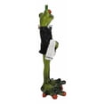 thumbnail image 5 of Green Toad Frog Silver Service Butler With Wine Glass And Bottle Figurine 7"H, 5 of 9