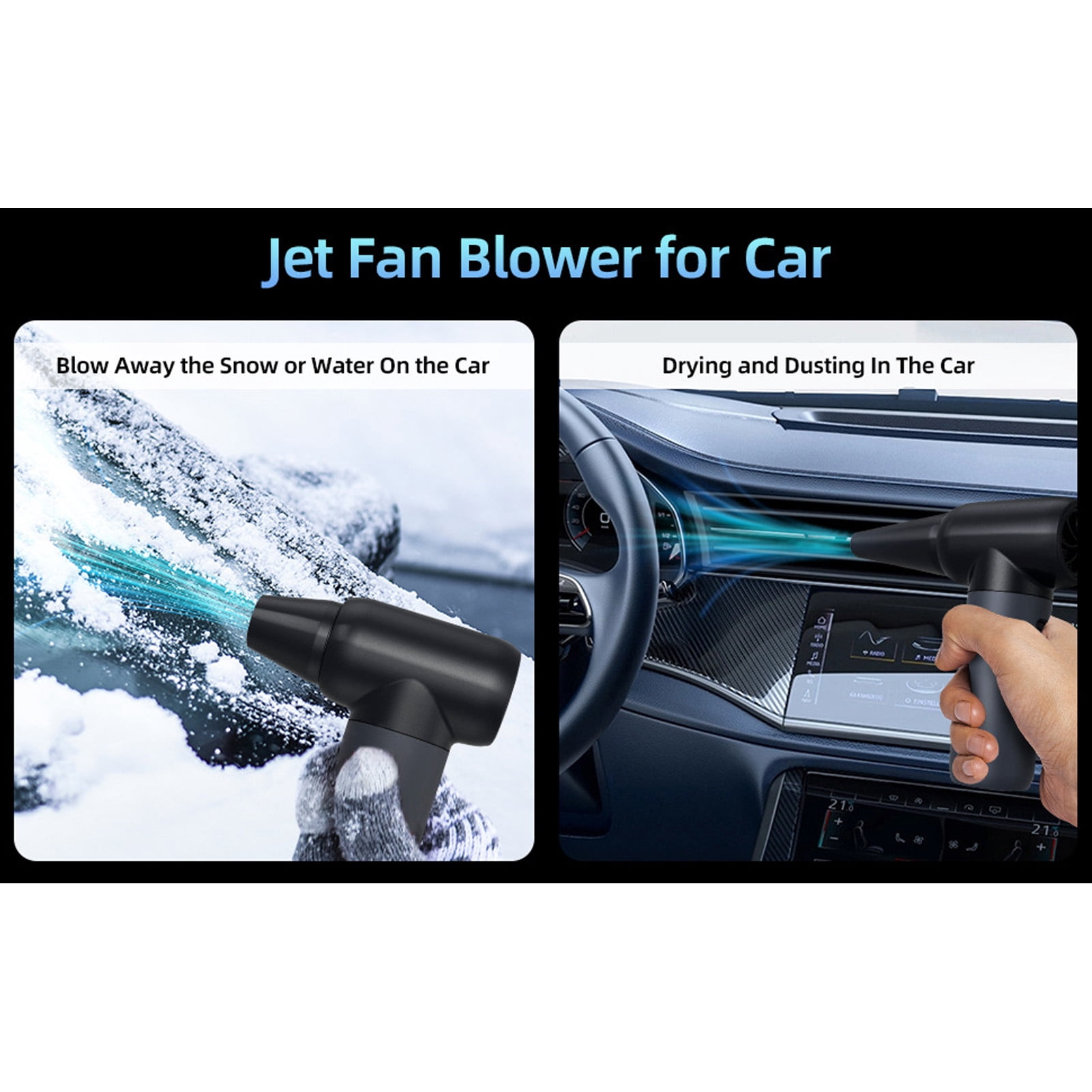 BOKYAN 180000RPM Jet Dryer Blower 3 Wind Speed Portable Electric Air Duster for Car Dry Keyboard Computer Cleaning Camping (9.06 inches / 23 cm)