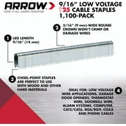 Arrow T25 9/16 Heavy Duty Cable Staples - 1000 Count for Computer and Phone Cables