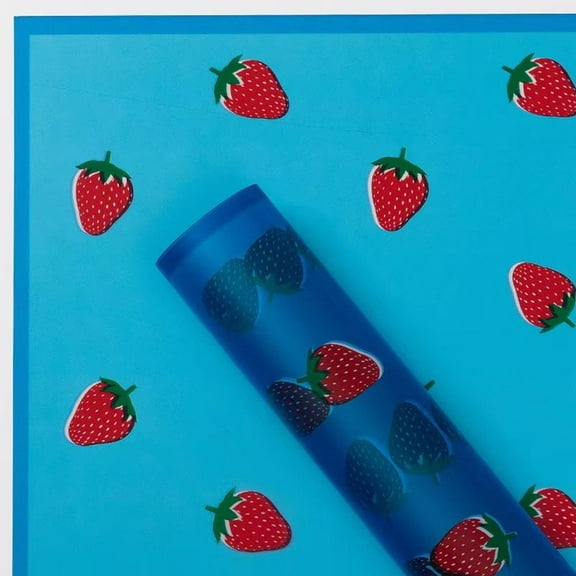 FWSA Wraps Strawberry Flower Wrapping Paper, Blue Bouquet Gift Wrap Paper, 20 Sheets