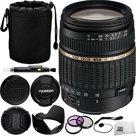 Tamron Zoom Super Wide Angle 18-200mm f/3.5-6.3 XR Di-II LD Aspherical (IF) Macro Lens for Canon Digital EOS Bundle Includes Manufacturer Accessories + 3PC Filter Kit + Lens Cap + Lens Pen + Cap (Best Super Wide Angle Lens For Canon)