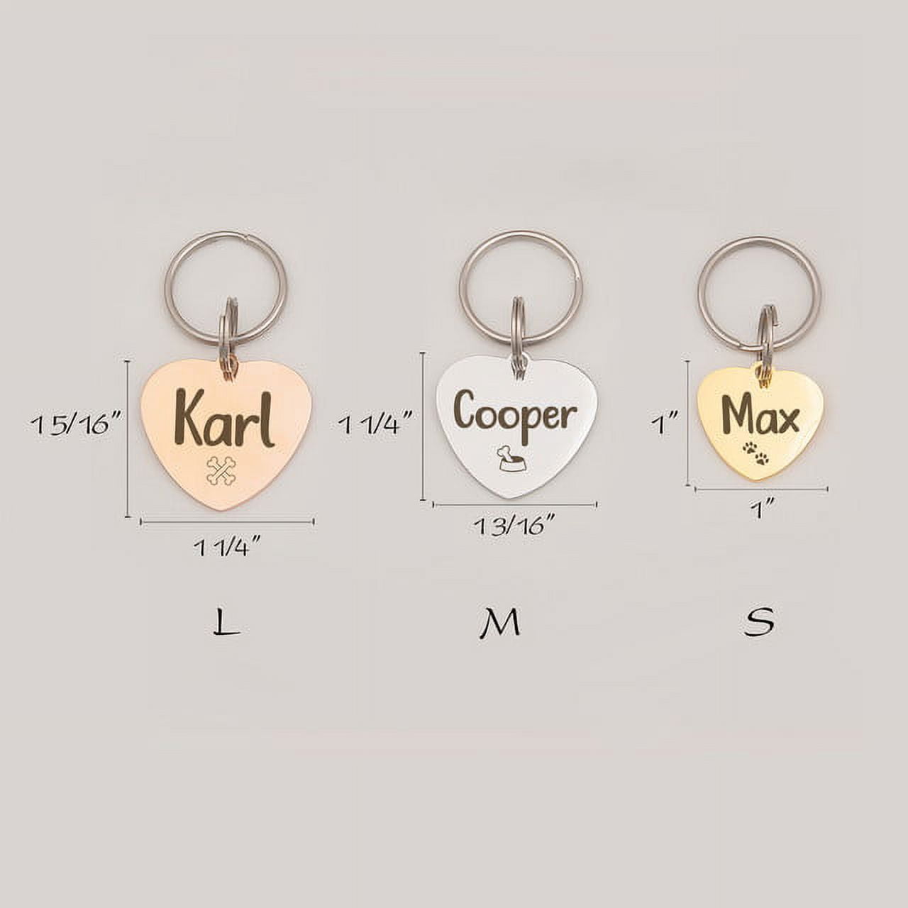 Anavia Stainless Steel Double Sided Heart Name & Icon Engraved Dog & Cat ID Tag, Silver, S