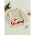 thumbnail image 5 of Toddler Baby Girls Boys Sweater Christmas Clothes 6 9 12 18 24 Months 2T 3T Letter Santa Embroidery Crew Neck Long Sleeve Kids Pullovers Fall Tops, 5 of 9