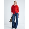 thumbnail image 2 of Free Assembly Women's Ruffle Neck Pointelle Cardigan Sweater, Midweight, Sizes XS-XXL, 2 of 5