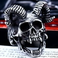 thumbnail image 3 of ZMY Home Ram Horned Skull Stainless Steel Ring Edgy and Unique Statement Jewelry for Men and Women (9), 3 of 6