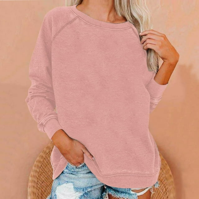 EIMELI Chemise Femme Liquidation Grande Taille Femme Décontractée Manches Longues Unie Ample Col Rond Chemisier Haut Rouge TG