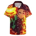 thumbnail image 5 of Demon Slayer Casual Short Sleeve Shirt Lapel Collar Shirt Summer Beach Shirt S, 5 of 8