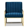 thumbnail image 2 of Glam Royal Blue Velvet Fabric Upholstered & Gold Finished Living Room Accent Chair, Gold, 2 of 5