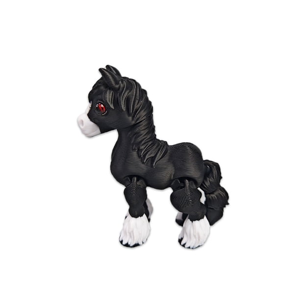 Juguete impreso multicolor negro Ponys Cola articulada Figura de simulación móvil Organizar objetos