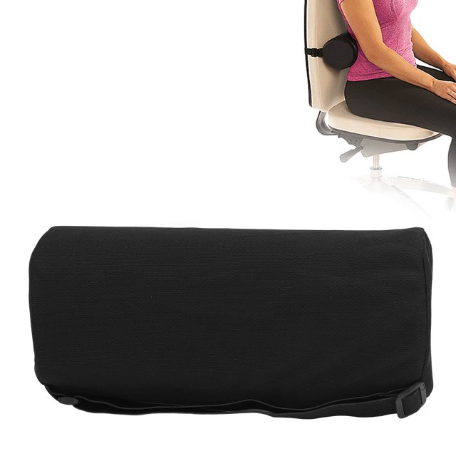 Memory Foam Lumbar Roll Pillow with Adjustable Strap, Body Alignment, Multifunctional Design for Waist Support