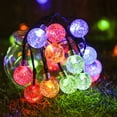 thumbnail image 3 of Luces de cadena Luces de globo de cristal multicolor para exteriores, luces de patio con energía solar impermeables para jardín -5M30LED, 3 of 5