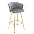 thumbnail image 6 of 30 Inch Gray Fabric Bar Stools with Chrome Accents - Functional Seating for Lounges, 6 of 7