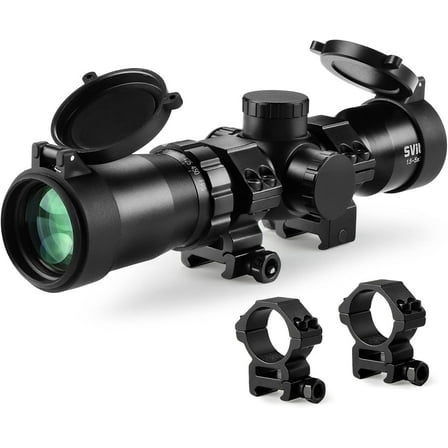 Professional Crossbow Scope, 300-450FPS(1.5-5x32), 20-100 Yards High Brightness and high Definition Red and Green Etched Glass Reticle, Free 20mm mounts