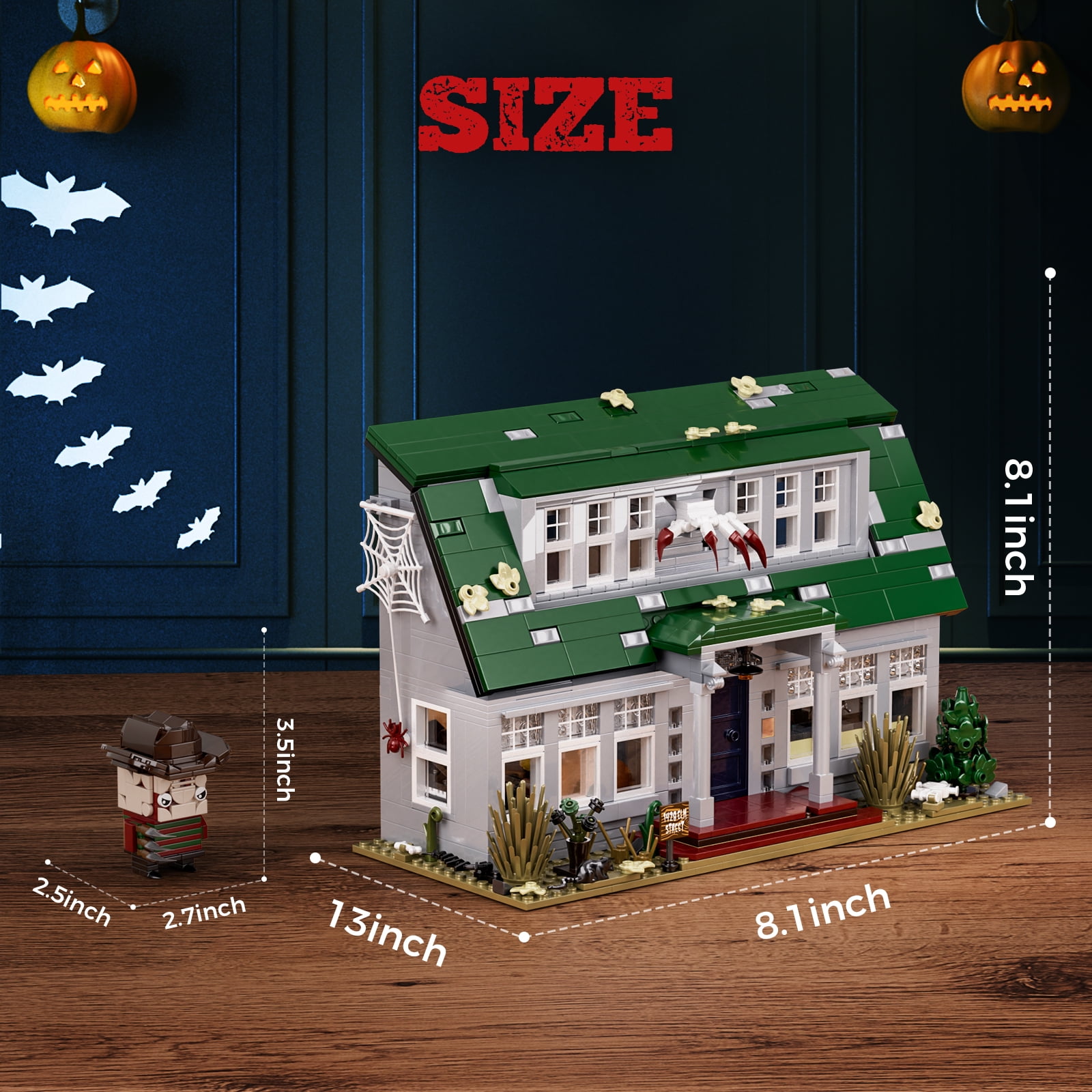 Elm Street House Building Blocks Sets Halloween Horror Decoration Building Toys Gift for Friends and Fans(1099Pcs)
