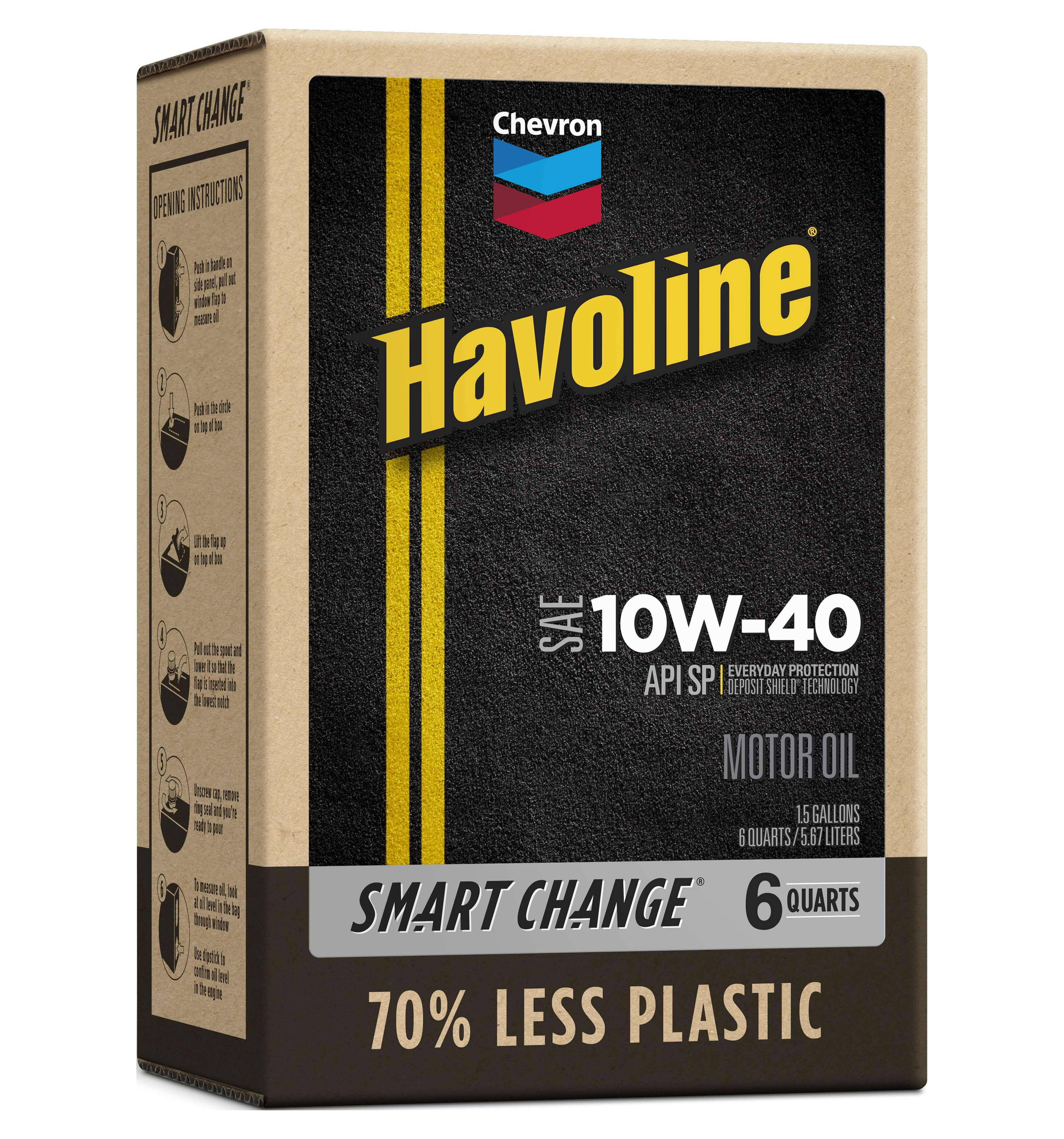 Chevron Havoline Conventional Motor Oil 10W-40, 6 Quart Smart Change Box