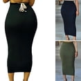 thumbnail image 3 of Hot Women Lady High-waisted Long Bodycon Maxi Skirt Pencil Trendy Tube Wiggle Dress, 3 of 5