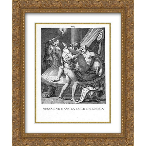 Agostino Carracci 2x Matted 20x24 Gold Ornate Framed Art Print 'Messalina in Lisisica's booth'
