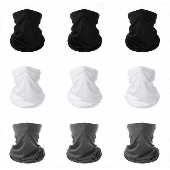 AVDDVZAR 9 Pack Cooling Breathable Neck Gaiter, UV Protection Elastic Face Cover Bandana Multi Wear Headband for Outdoor Sports