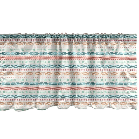 Ambesonne Colorful Window Valance, Doodle Art Tribal Streaks, 54" X 12", Burnt Sienna Teal