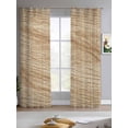 thumbnail image 2 of Country Farmhouse Sheer Curtains 63 Inch Length 2 Panels Set for Living Room/Bedroom, Vintage Brown Wooden Grain Kitchen Curtains Grommet Semi-Sheer Curtains Drapes Voile Window Treatments 42"x63"x2, 2 of 7