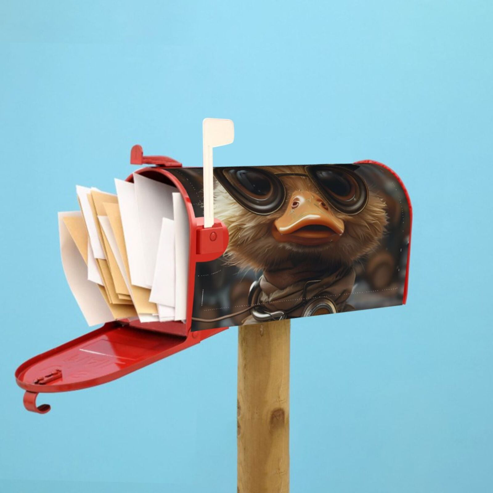 Logiee Vintage Gentleman Duck Print Post Letter Box Wrap Decor, Mailbox Cover Suitable for Standard Mailbox and Large Size Mailbox,Outdoor Yard Decoration-25.5x21 in