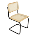 thumbnail image 2 of Breuer Chair Company Marcel Breuer B32 Cesca Cane Cantilever Side Chair w/ Black Steel Frame Natural Wood & Natural Cane (Made in Italy) by Furnish Theory, 2 of 15
