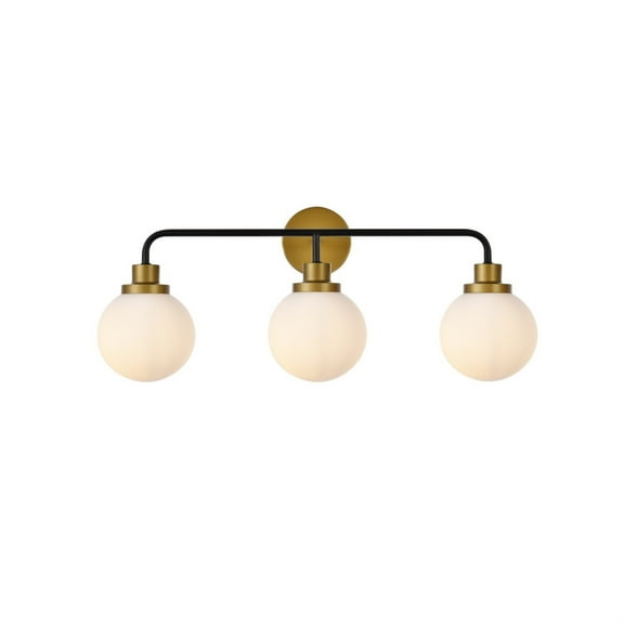 Hanson 3 lights bath sconce in black with brass with frosted shade