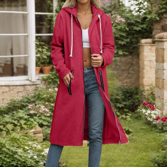 Pyhlmscde Women's Solid Color Long Sleeve Loose Zipper Long Cardigan Coat, Fall Coats, Womens Tops, Fall Clothes