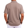 thumbnail image 6 of WULMLEO Mens Polo Shirts 2 Buttons Cotton Short Sleeve Tops Golf Collared Basic Tshirts Breathable Soft Classic Tees Light Brown Polyester, 6 of 6