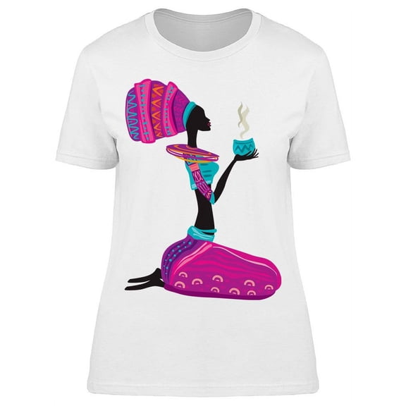 Black Woman Ethnic Dress Soup  T-Shirt Women -Image by Shutterstock, Female XX-Large