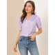 thumbnail image 5 of INSPIRE CHIC Camisa Casual Con Botones En El Frente Y Cuello Plisado Para Mujer Púrpura L, 5 of 6