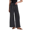 thumbnail image 2 of Pantalones de rayas de tiro alto y pierna ancha de algodón sueltos para mujer INSPIRE CHIC en negro, 2 of 6