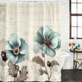 thumbnail image 3 of Blue Green Floral Waterproof Fabric Shower Curtain,Spring Summer Mallow Flowers Retro Waterproof Fabric Shower Curtain for Bathroom Curtains Bathtubs Shower Curtains with 12 Hooks Standard 72x72, 3 of 7