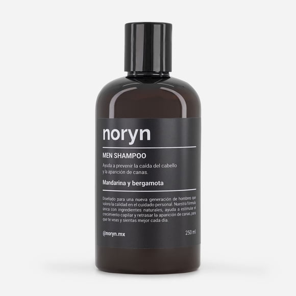 noryn - Shampoo para Hombre Anticaída y Control Grasa, Mandarina y Bergamota, 250ml