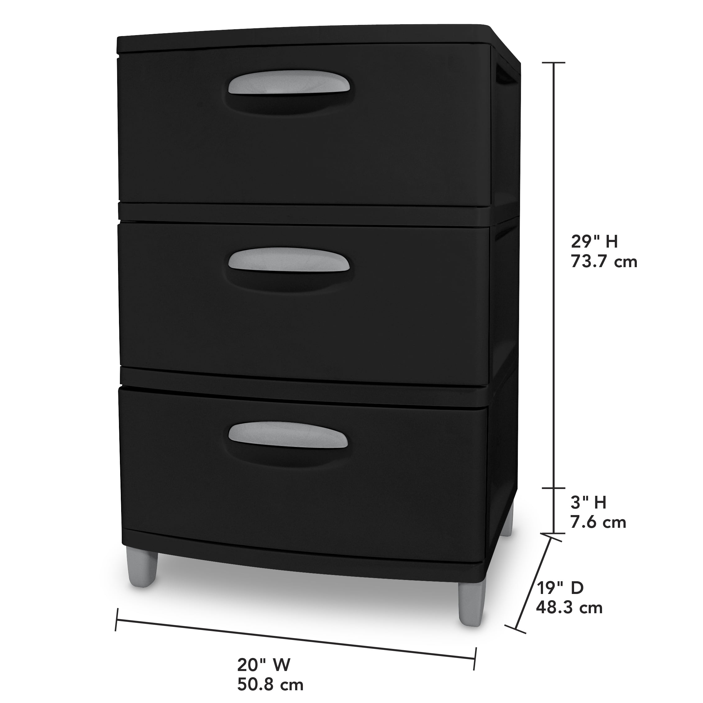 3 Drawer Unit Storage Shelf Black Plastic Heavyduty Garage Bedroom
