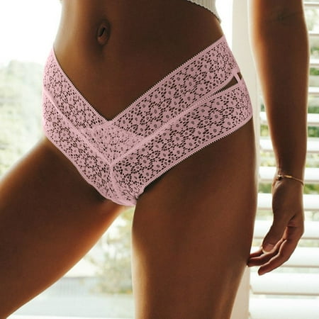 

ERTUTUYI Flower Embroidery Lace Transparent Women Underwear Thong Hollow Out Traceless Panties See Strough Seamless Briefs