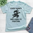 thumbnail image 2 of Kids Every Bunny Was Fung Fu Fighting Shirt, Youth Kids Boy Girl T-Shirt, Easter Rabbit Bunny Shirt, Ninja Shirt, Light Blue, Large, 2 of 4