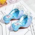 thumbnail image 5 of Chaussons pour Filles Été Princesse à Bout Ouvert Talons Bas Mode Sequins Nœud Papillon Mode Décontractée Enfants Frozen Elsa Doux, 5 of 5