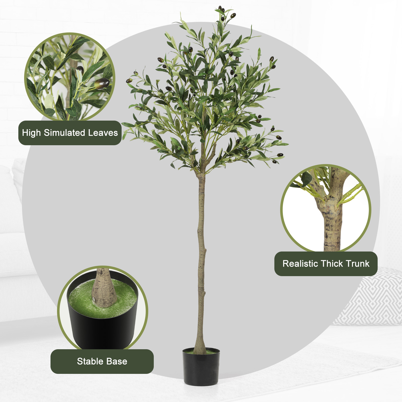 Indoor Faux Artificial Olive Tree, 5ft