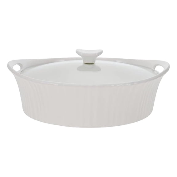 French White 2.5-quart Oval Casserole with Glass Lid
