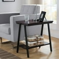 thumbnail image 2 of Narrow Side Table with Shelf - Modern Accent Table, Walnut & Bronze Finish, Compact Space Saver, 2 of 3