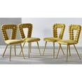 thumbnail image 3 of Set of 4 Yellow Dining Chairs with Gold Metal Legs, Upholstered Velvet Accent Chairs for Kitchen, Living Room & Cafe, 3 of 6