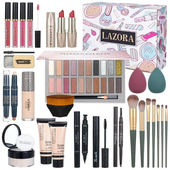 Kit de maquillaje LAZORA todo en uno con paleta de sombras de ojos de 20 colores