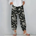 thumbnail image 2 of Edvintorg 2023 Women Cotton Linen Harem Pants Summer Flower Printed Casual Loose High Waist Pocket Trousers Female Vintage Ankle-Length Wide Leg Trousers, 2 of 5