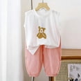 thumbnail image 2 of Afuyipoi Girls Boys 2-Piece Printed Summer Outfit (1-8 Years) Pure Cotton Sleeveless Round Neck Tank Top and Shorts Set for Daily Play Pink 3T, 2 of 7