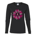 thumbnail image 2 of Wild Bobby Pink Cheetah Print Breast Cancer Carnation Flower Breast Cancer Awareness Women Graphic Long Sleeve Tee, Black, Small, 2 of 6