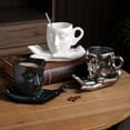 thumbnail image 5 of Taza de café de cerámica con platillo Tazas con forma de cara Tazas de café divertidas Tazas de café novedosas Tazas y platillos de té blanco Taza estética, 5 of 5