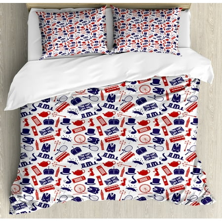 London Duvet Cover Set United Kingdom Country Themed Symbols