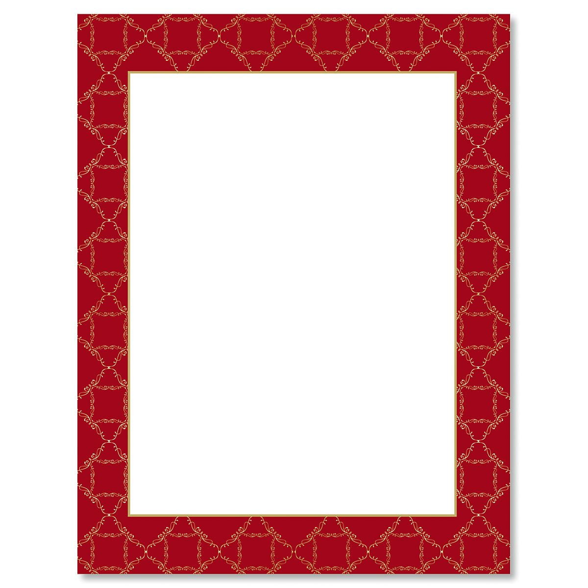 Red Damask Frame Christmas Letter Papers Set of 25 Christmas